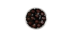 Sternenhimmel – 13 Schokoladendiamanten aus Zartbitterschokolade in handgravierter Glasdose (vegan)